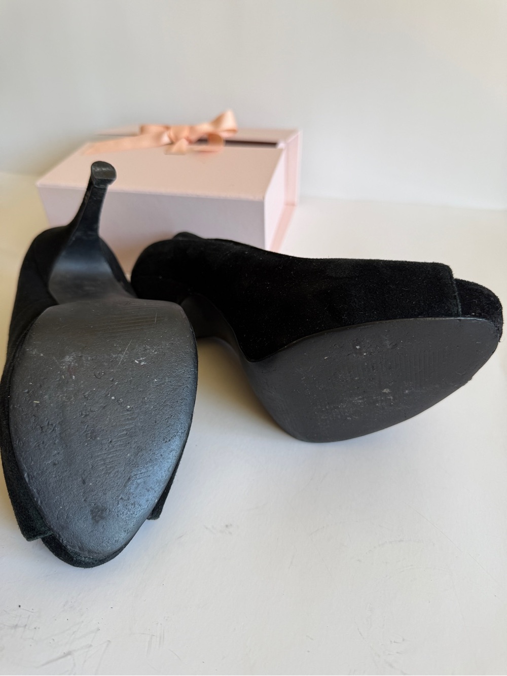 PreLoved Steve Madden Black Suede Y2K Peep Toe Platform Pumps 7.5 Fair Condition - Picture 15 of 17